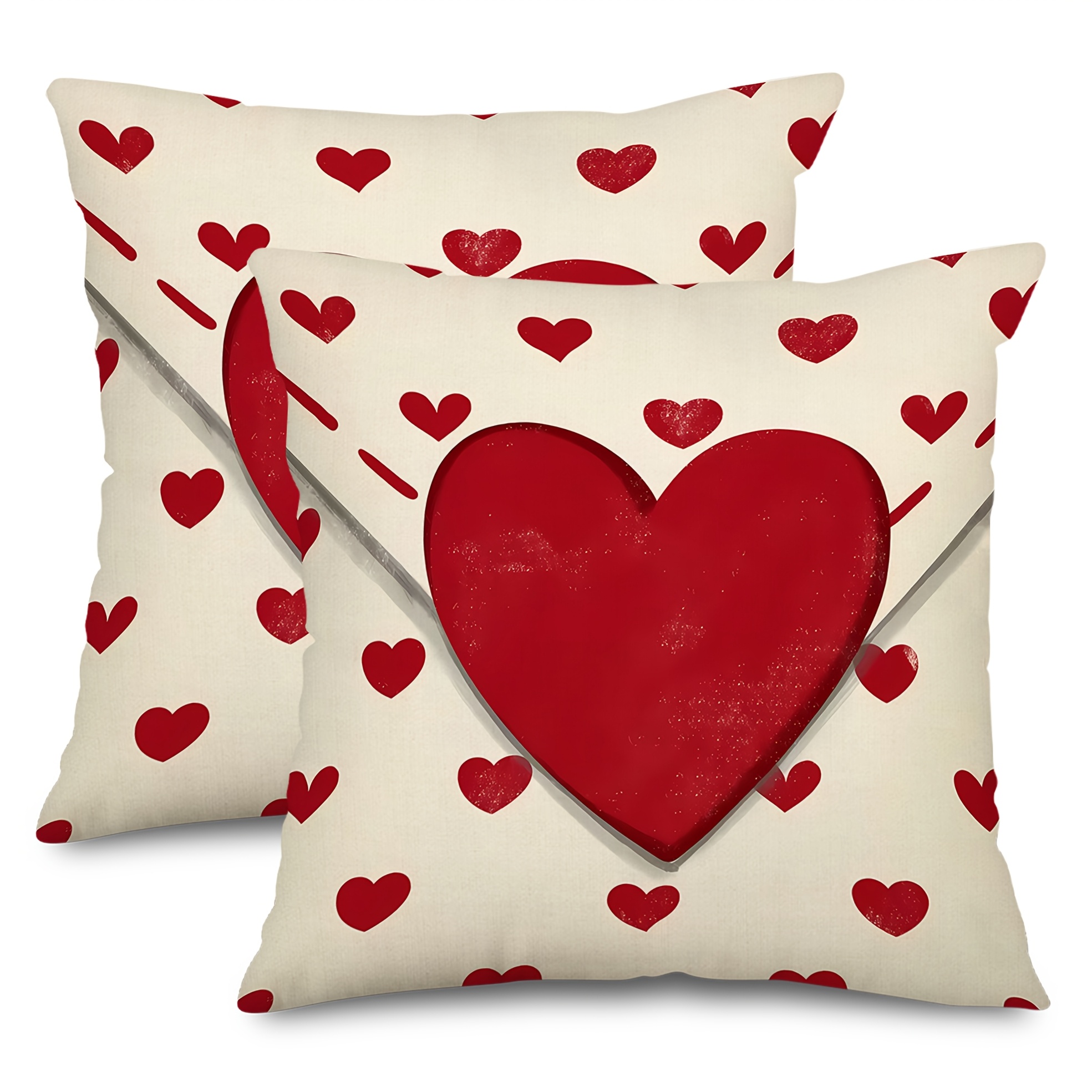 

Valentine's Day Love Covers, 2pcs - Farmhouse Decorative Cushion Cases For Sofa & Home, Single Sided Design, Machine Washable, Zip Closure, Multiple Sizes (16x16", 18x18", 20x20")