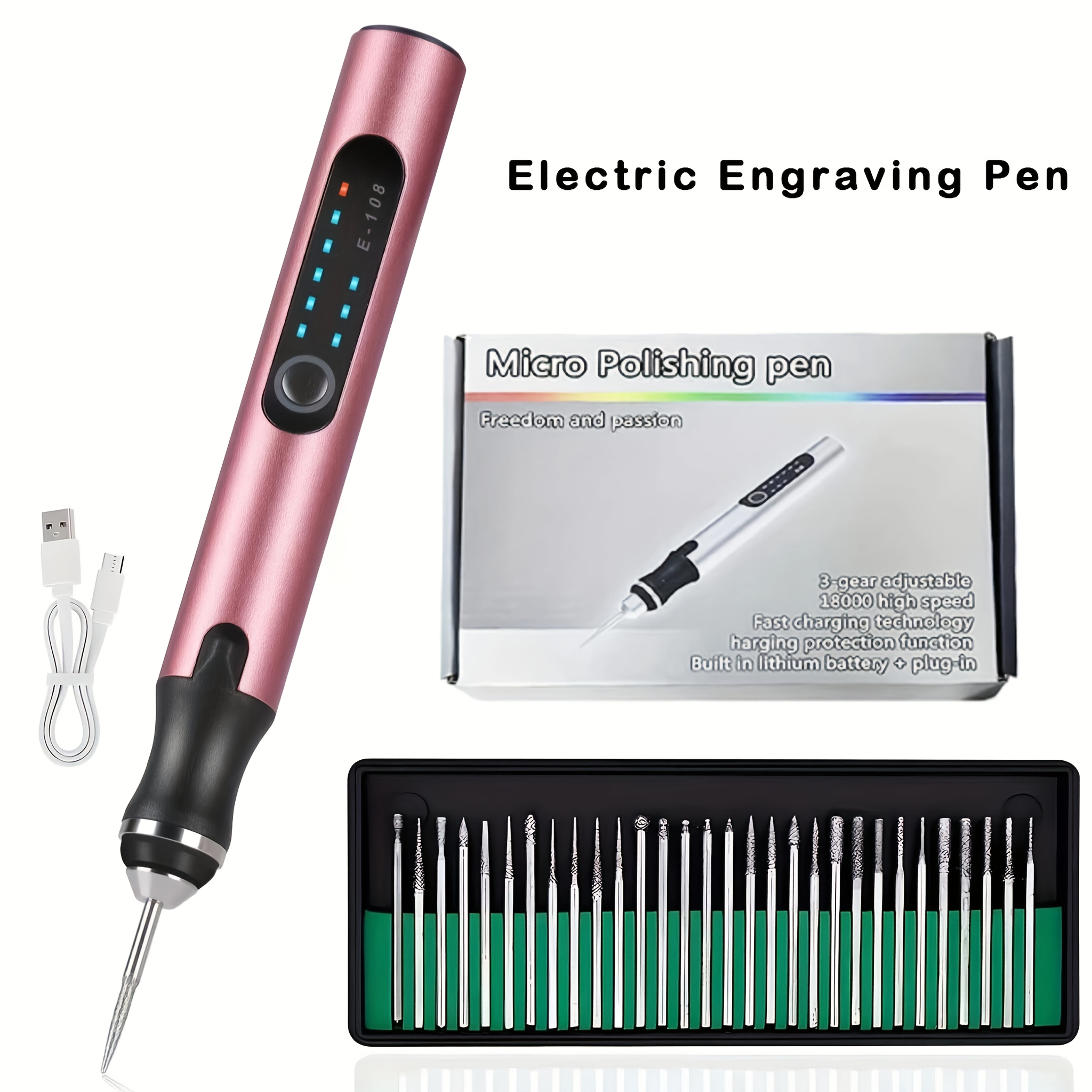 

Electric Engraving Pen, With 30 Carving Knives, Usb Rechargeable Wireless Engraving Machine, Portable Diy Rotary Engraving Machine, Suitable For Jewelry, Wood, Glass, Stone Engraving