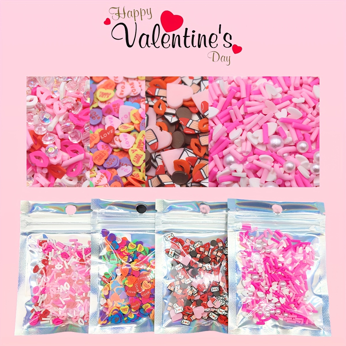 

10g Bag Valentine's Day Polymer Clay Slices Heart Shape For Slime Nail Art Handmade Resin Crafts Holiday Decorations