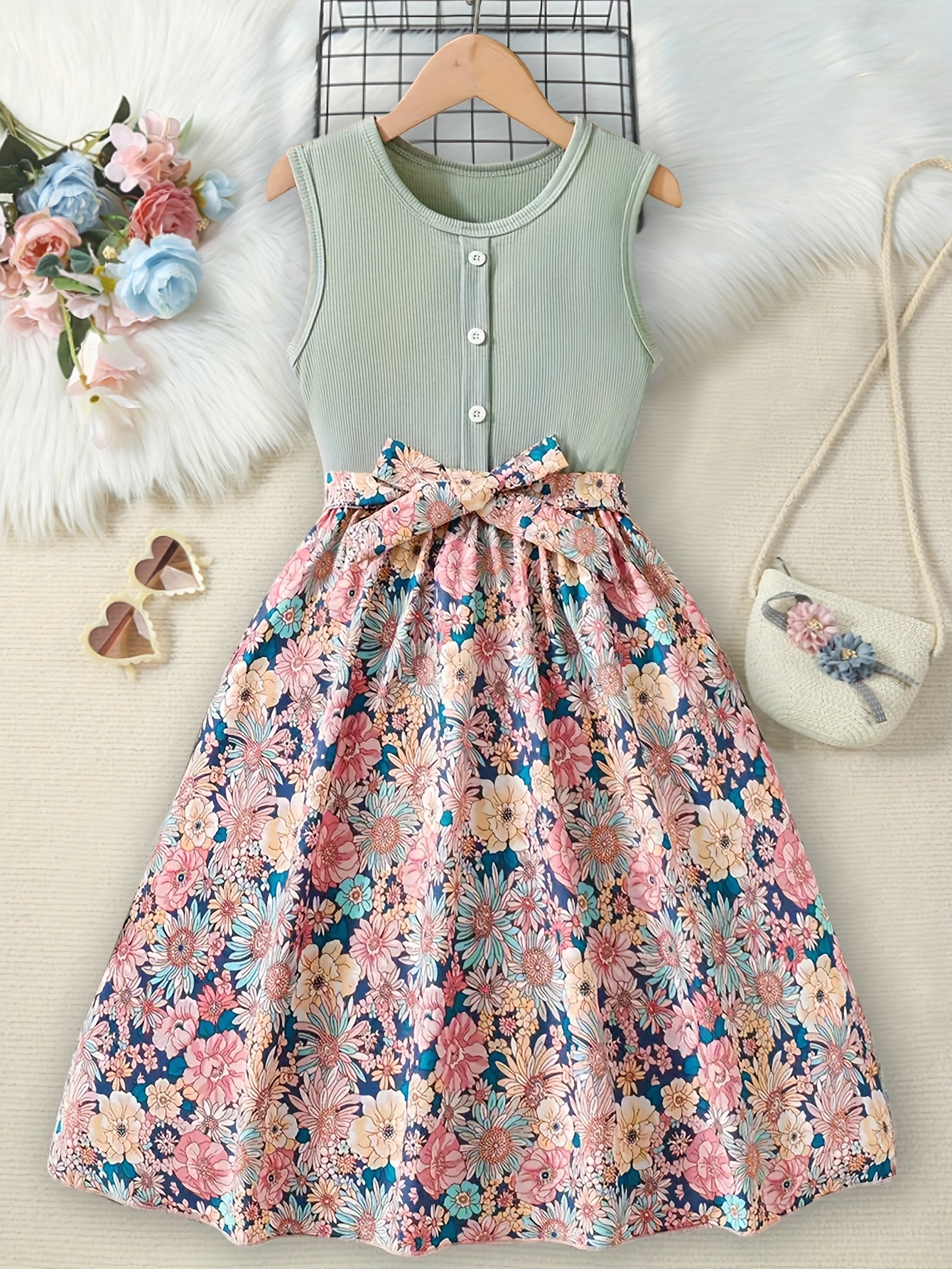 white christmas dresses Girls Floral Summer Dresses main image 1