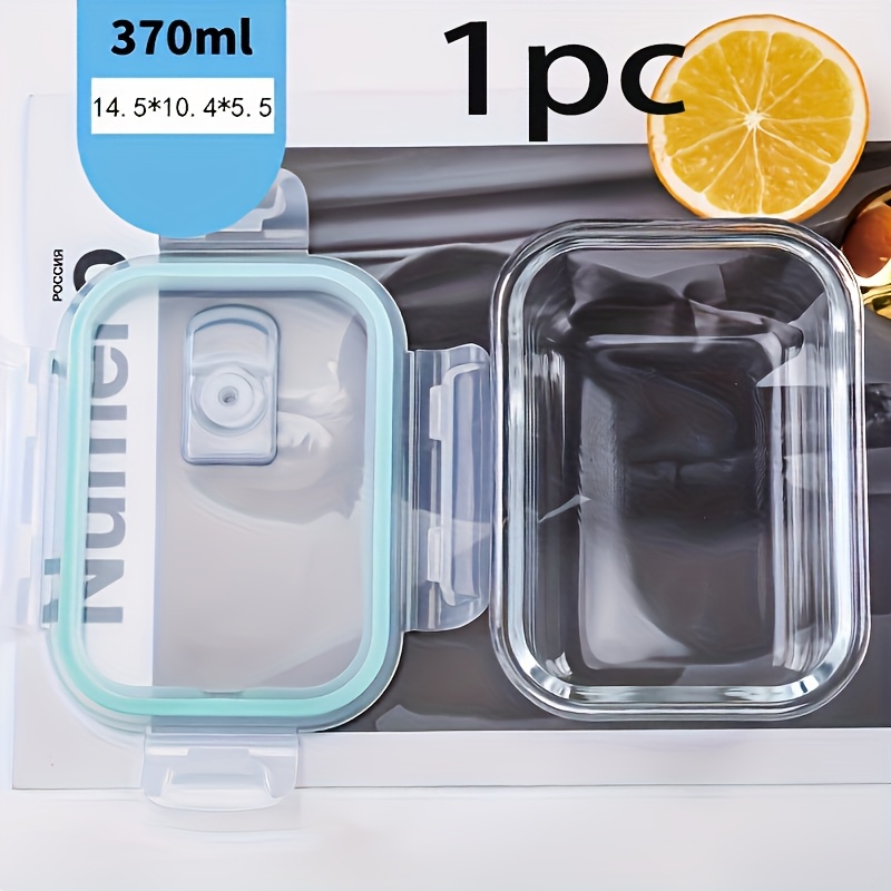 Image of 1pc Glass Food Storage Container With Lid, Microwave Safe, Portable Lunch Box, Transparent Glass Appetizer Container, Suitable For Office, Dormitory And Home Use