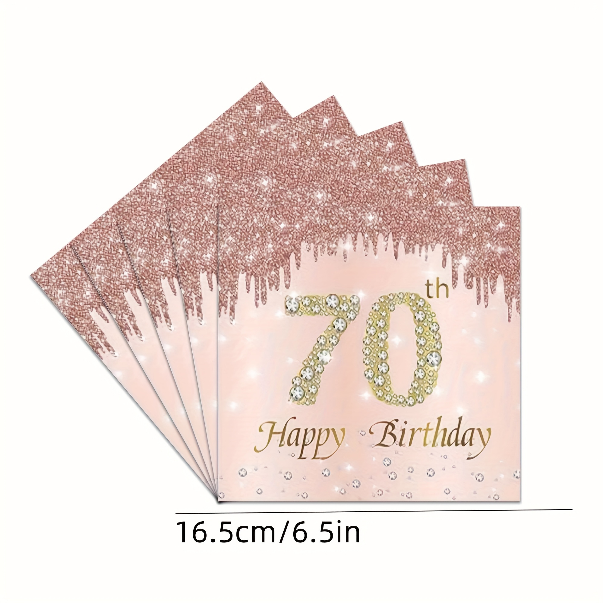 TEMU 70 Year Old Pink Rose Napkins 39pcs Birthday Decoration Rose Golden 70th Birthday Napkins Rose Golden Birthday Party Supplies 70th Anniversary