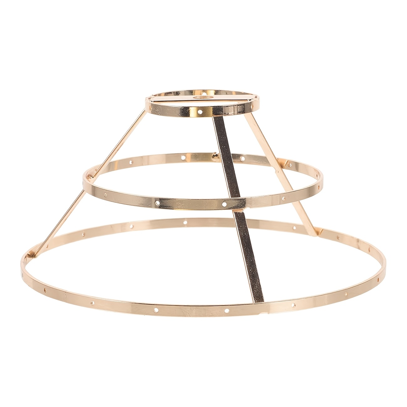 1pc Polished Metal Lampshade Holder, Wind Chime Lighting Frame For Diy Table & Pendant Lamps - Lighting Parts & Accessories (fixture Only, Golden Or)
