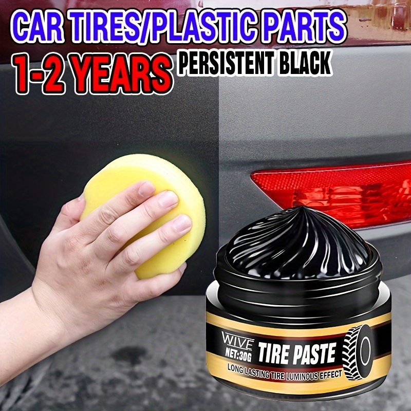 

Tire Paste With Sponge Applicator, Long Lasting Luminous Effect, Tire & Plastic Part Refurbishing Wax, Scratch Removal, Protectant, 1-2 Years Persistence, 30g (abs Material)