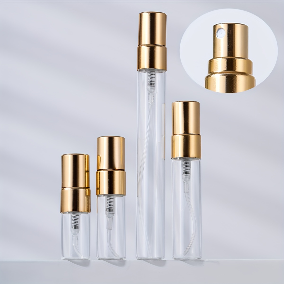 

10-pack Refillable Perfume Bottles, Clear Glass With Aluminum , Portable Spray Bottles In 2ml/3ml/5ml/10ml, Unfragranced, Pvc-free, Beauty & Accessories