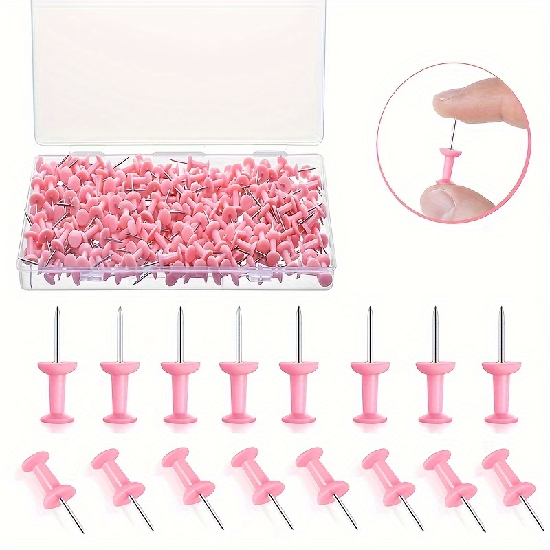 

100pcs Pink Plastic Push Pins - Standard Size Thumb For Cork Boards, Wall Hangings & Office Use