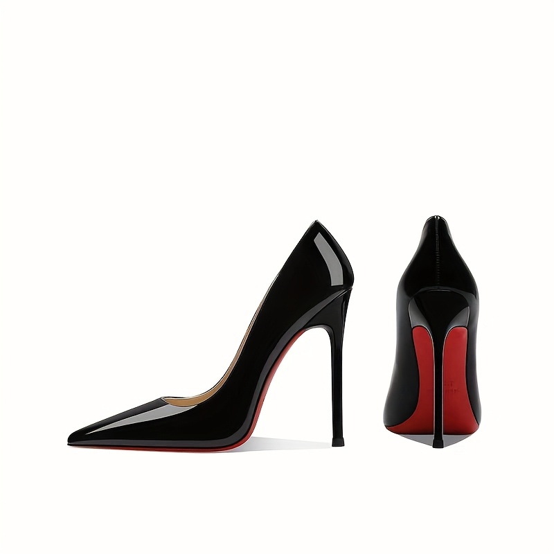 womens nude pointed toe stiletto heels   thin heel pu cover pumps with red accent   versatile dress shoes for weddings parties formal events wedding guest shoes sophisticated footwear glossy   shoes