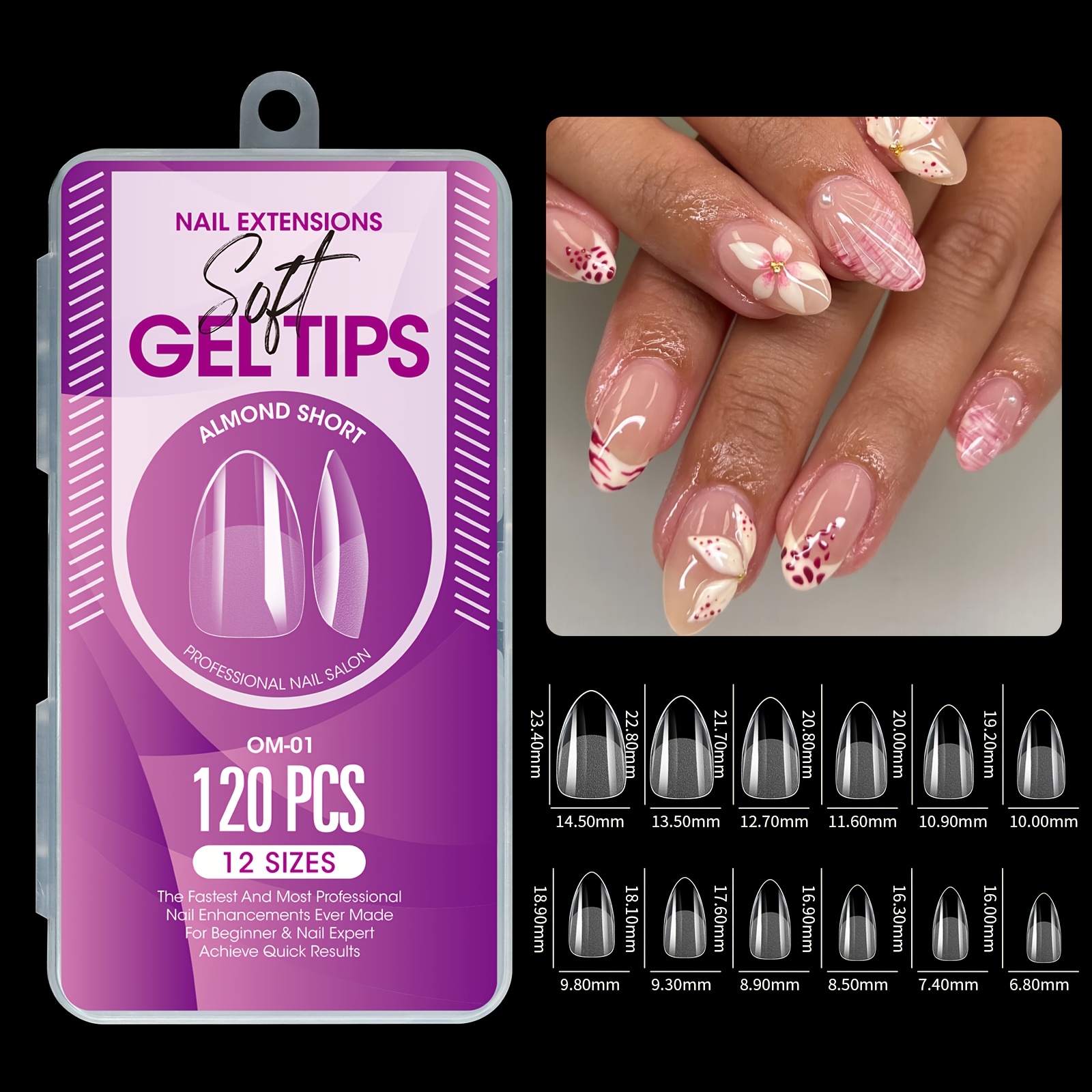 TEMU 120 stuks Medium Amandel Vormige Acryl Nagel Tips in Doos, 12 Maten Half Matte Nepnagels, Naadloze Press-on Nagelverlengingen, Essentiële