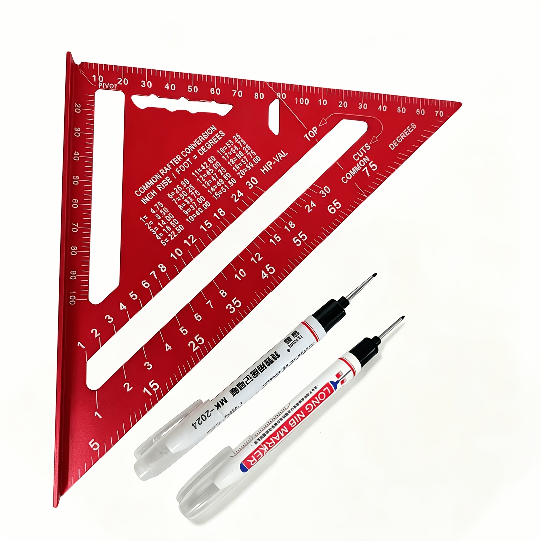 TEMU Aluminum Alloy Woodworking Triangle Ruler Set Multi-angle Measuring Ruler Carpenter Scribing Right Angle Ruler Right Angle Ruler For Woodworking