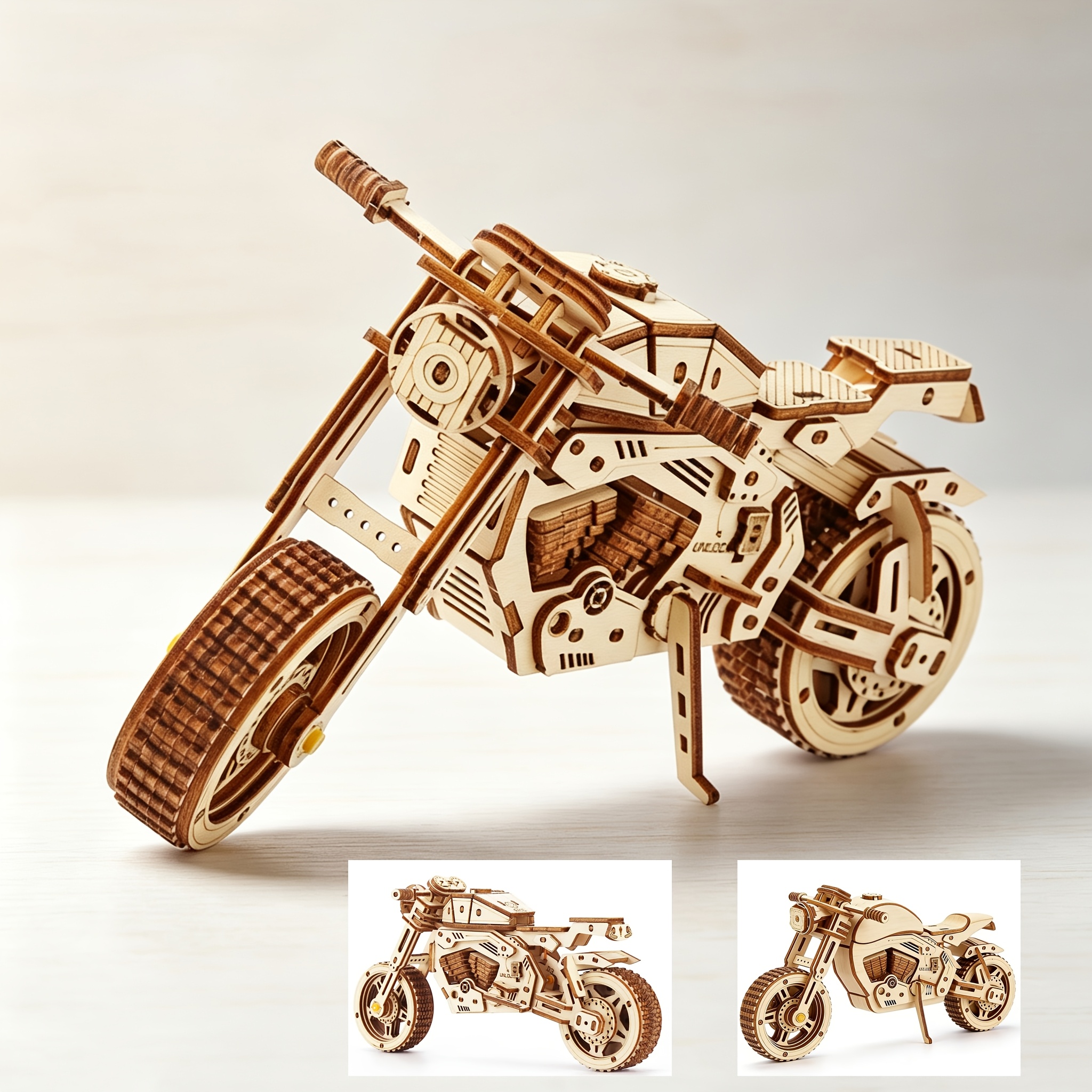 TEMU 3d Wooden Motorcycle Puzzle - Intricately Assembly, Mixed Colors, Home Decor & Creative Enthusiasts, Christmas Gift