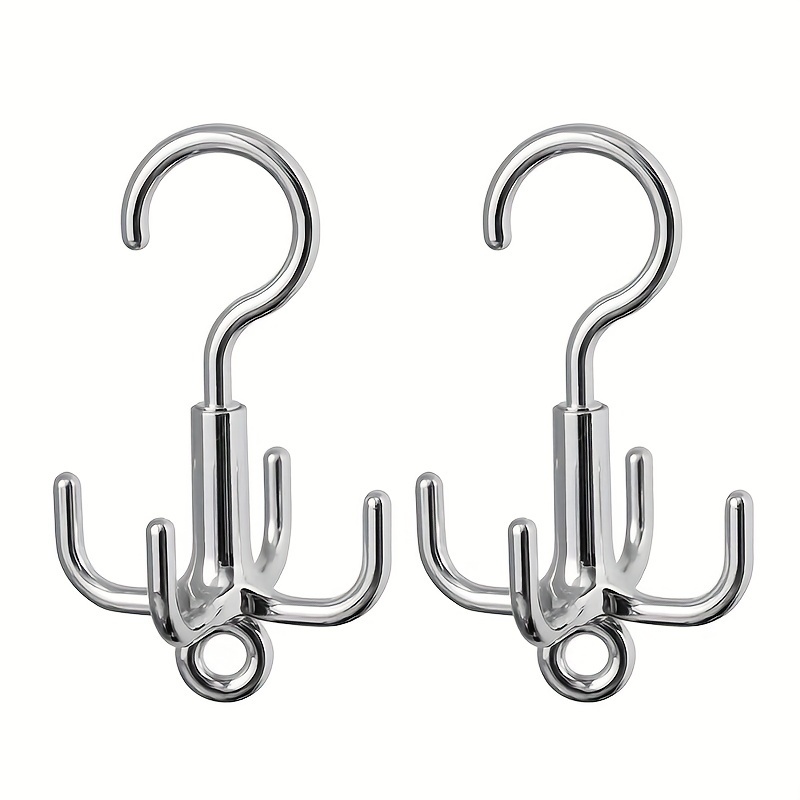 

2pcs Easy-install No-drill Rotating Hooks For Bags, Ties, Scarves & Hats - 5kg Capacity, Plastic