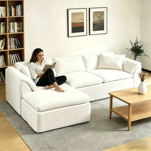 111 cloud sofa cloud sectional couches for living room 3 seater and ottoman convertible l shape couch modular sectional sofa chenille fabric cloud sofa with pillow warm white