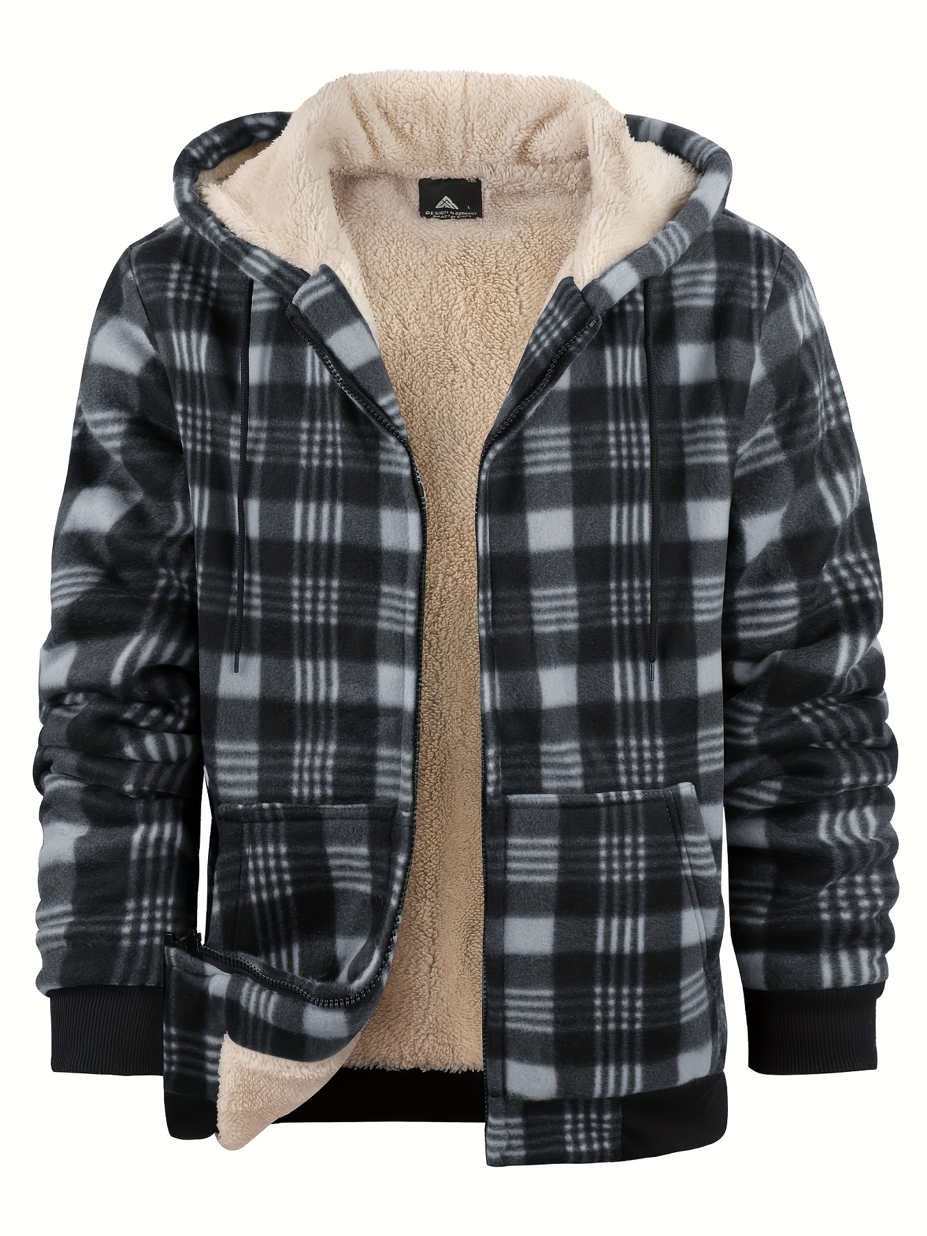 Men'S Heavyweight Fleece Hooded Jackets Thick Sherpa Lined Flannel Plaid Shirt with Full Zip 5 Men'S Heavyweight Fleece Hooded Jackets Thick Sherpa Lined Flannel Plaid Shirt with Full Zip - Image 5