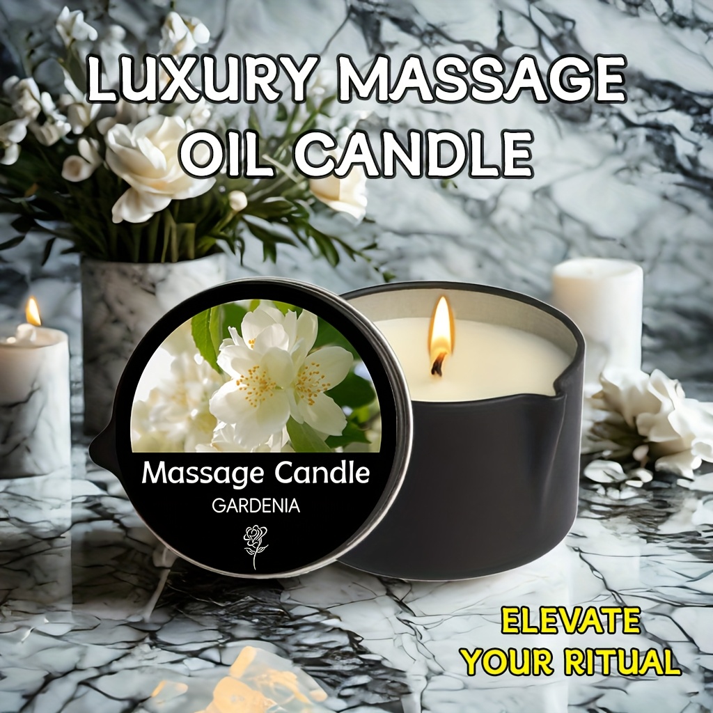 EVODUCK Vela de Masaje 2 en 1 con Aceite Esencial - Gardenia - Vela Aromática de Lujo con Cera de Soja - Loción Corporal Hidratante y Cálida - Regalo para Salón de Uñas, Spa, Pedicura, Belleza, Bodas, Navidad, Día de San Valentín para Mujeres - 2 oz