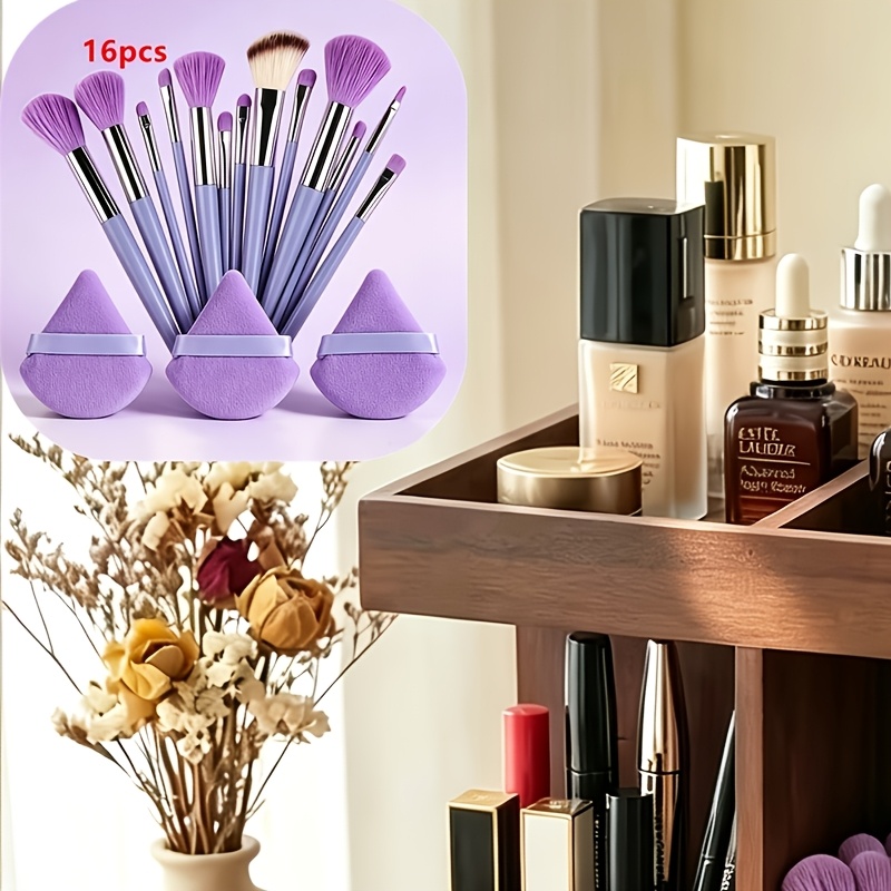 TEMU 16-teiliges komplettes Make-up-Pinsel-Set, enthält 13 Make-up-Pinsel + 3. Geeignet für BB-Creme, Creme, Concealer, Highlighter Lidschatten. Kann