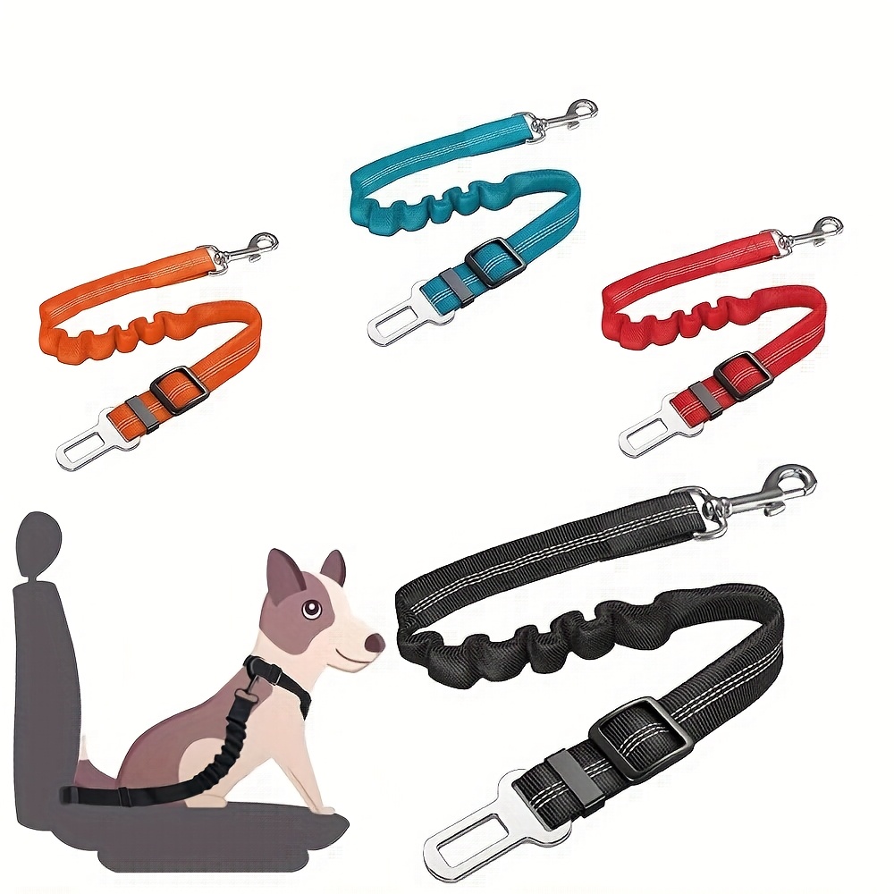 

Adjustable Reflective Nylon Dog Car Seat Belt With Bungee, Striped Pattern, Hand Wash Only