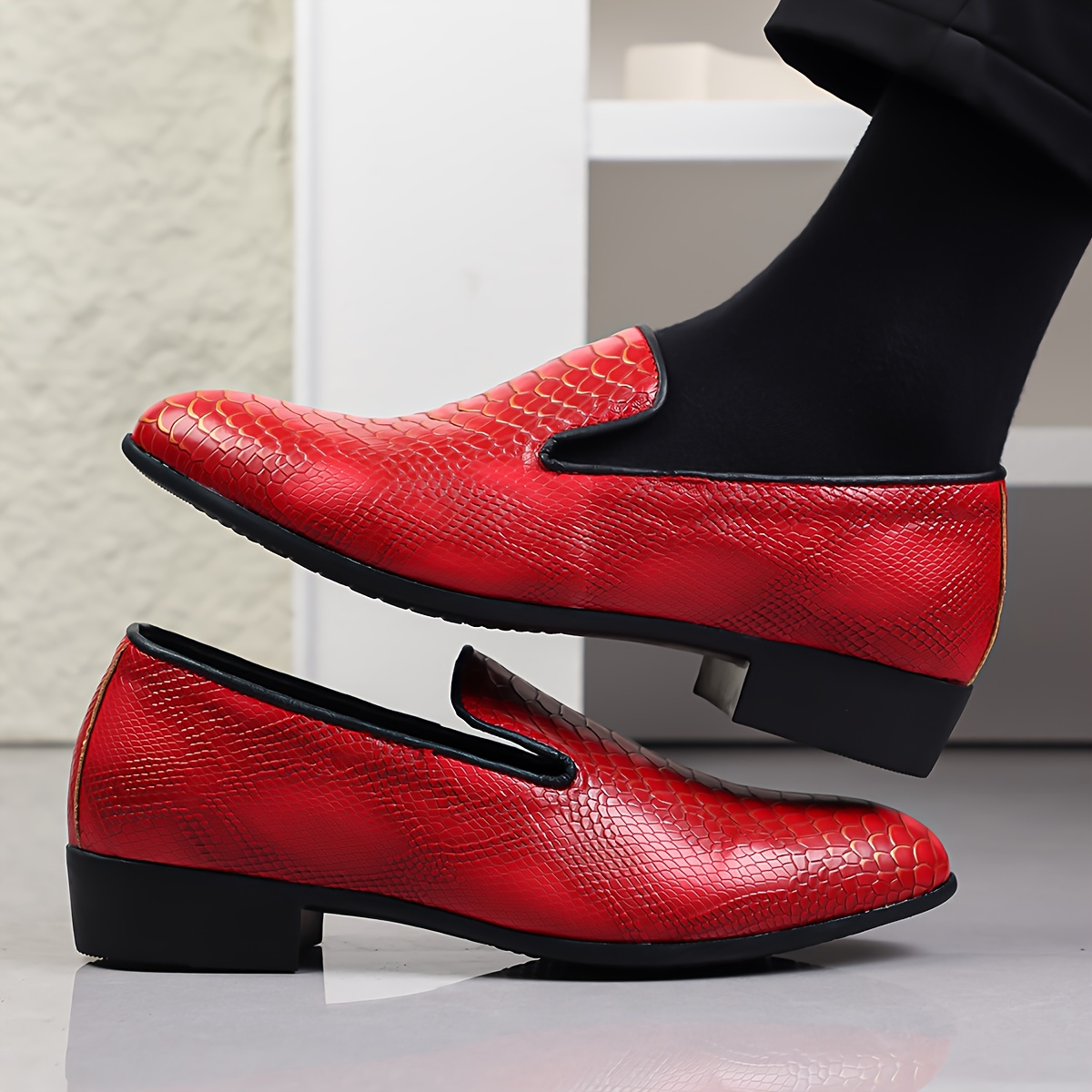 mens red shoes sold on Temu United States