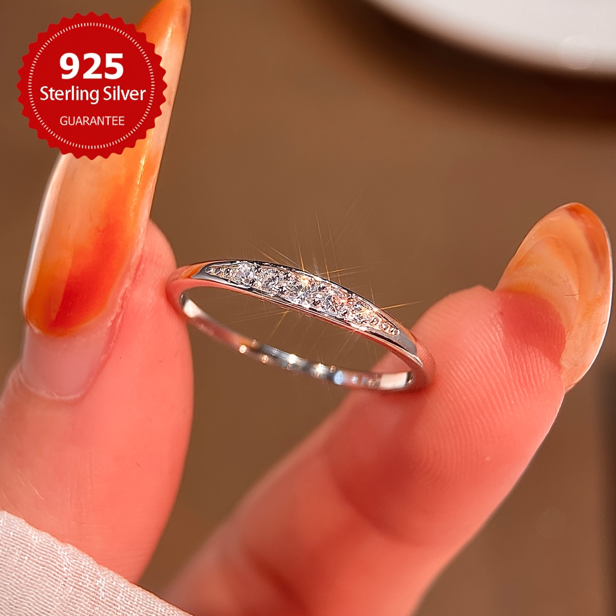 1pc S925 Sterling Silvery Engagement Wedding Band Rings Easy Plain Ring Design Women'S Fashion Gift Wedding Anniversary Valentine'S Day Birthday Women Jewelry Exquisite Gift Wedding Season Jewelry Anniversary Stackable Promise Ring