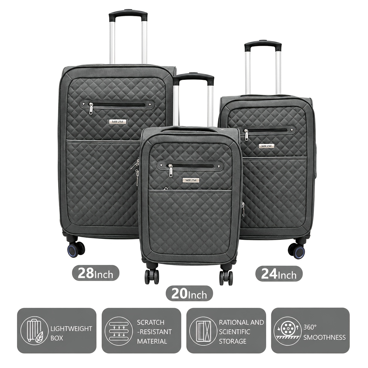 20in 24in 28in Three-piece Expandable Cloth Suitcase, Trolley Case, Compatible, Large Capacity Multi-functional Suitcase With Swivel Wheels (easy To Move)
