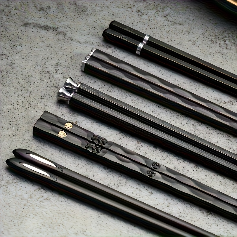 TEMU 5 Pairs Of Luxury Chopsticks Set, Reusable, Smooth Carved Pattern Chopsticks, Dishwasher Safe And Non-slip, , With Gift Packaging, Unique Dining Gift, Christmas, Halloween, Thanksgiving