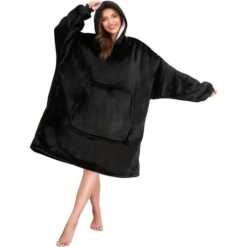 Double-sided Wearable Hoodie Blanket Pajamas - Comfortable Oversized Hooded Blanket With Kangaroo Pockets, Machine Washable - Soft, Christmas Gifts, Suitable For Office, Festival, New Year's Gift