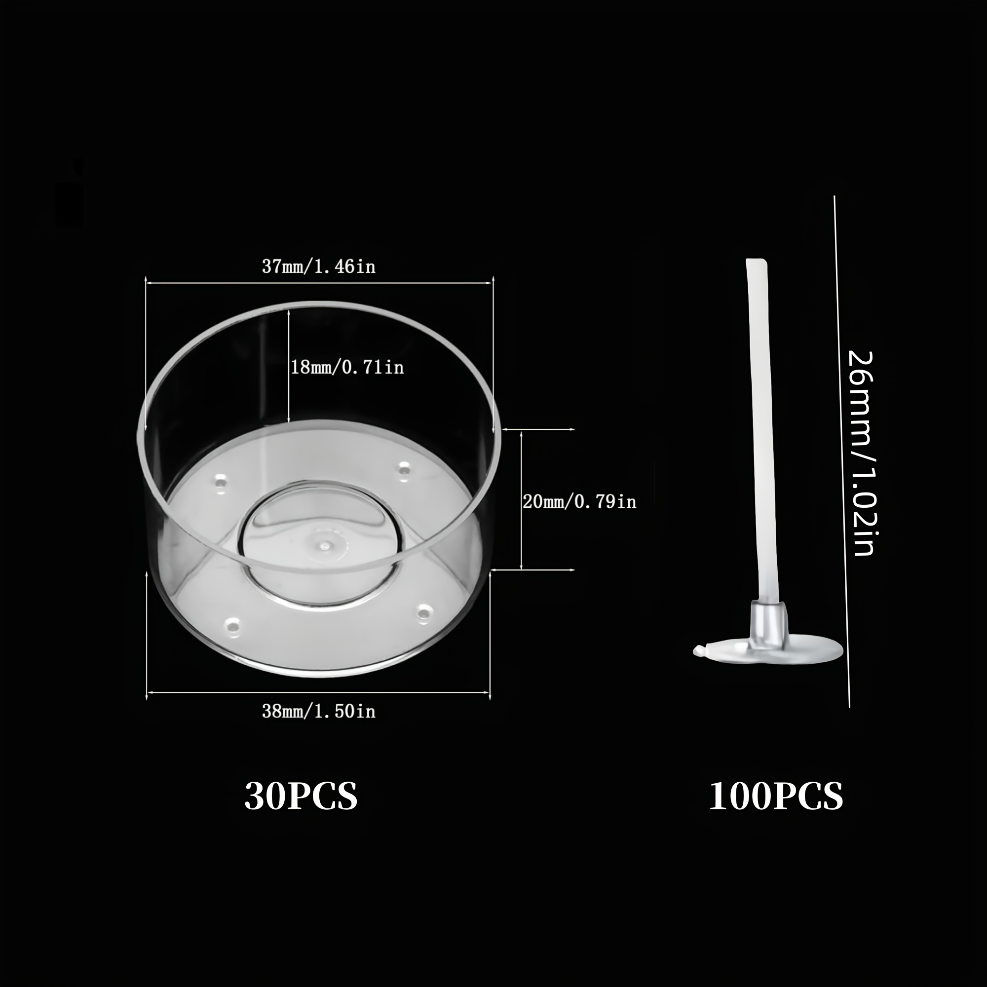 TEMU 130 Candle Holders And Candle Wicks Set, Pack Of 30 Light Candle Holders, 100 Candle Wicks, Plastic Tea Light Cups, Candle Holders, Wax Mold