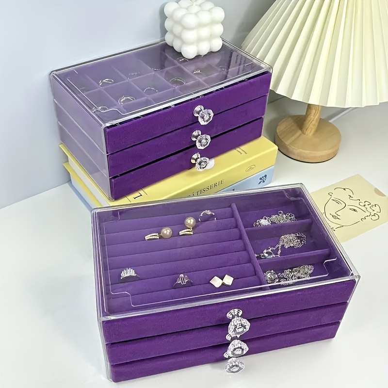 transparent plastic jewelry storage box with drawers - compact and durable, suitable for earrings, rings necklaces bracelets & pendants, jewelry storage organizer, jewelry box, large jewelry organizer storage, jewellery case, jewelry box packaging, earring organizer, necklace holder, minimalist organizer, contemporary design, sturdy construction, fabriclined interior, drawer organizer, fashion accessories Product details 0