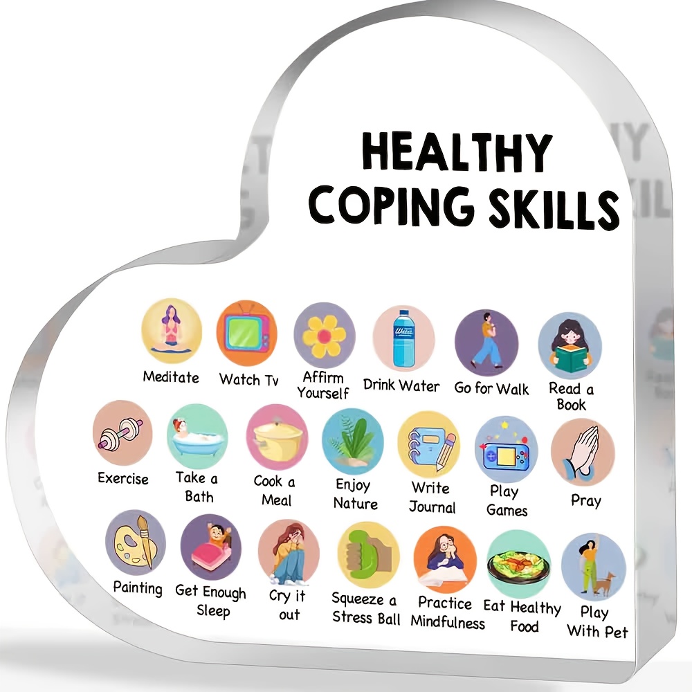 TEMU [2d Flat] [2d Flat] 1pc Decor For Therapy Offices, Featuring Mental Health Coping Skills Art Designed For Counselors, Therapists, And Social