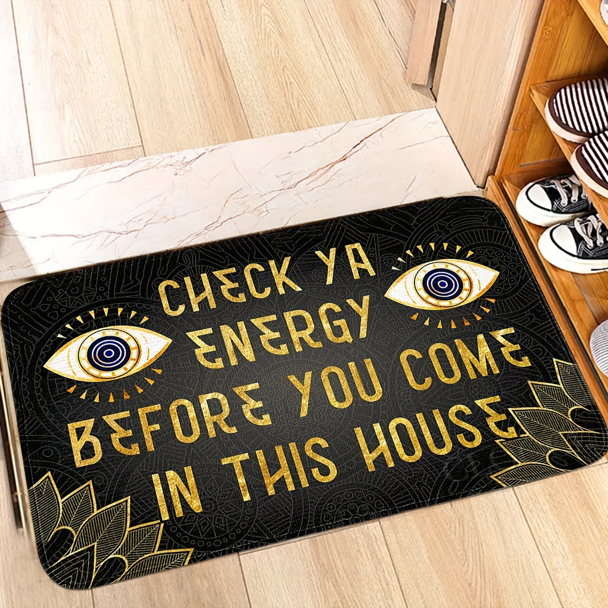 

Vintage Ethnic Style Door Mat With Creepy Eyes Design - Letter Carpet, Non-slip, Water Absorbent, Thick, Suitable For Living Room, Bedroom, Entryway, Patio, Multiple Sizes Available