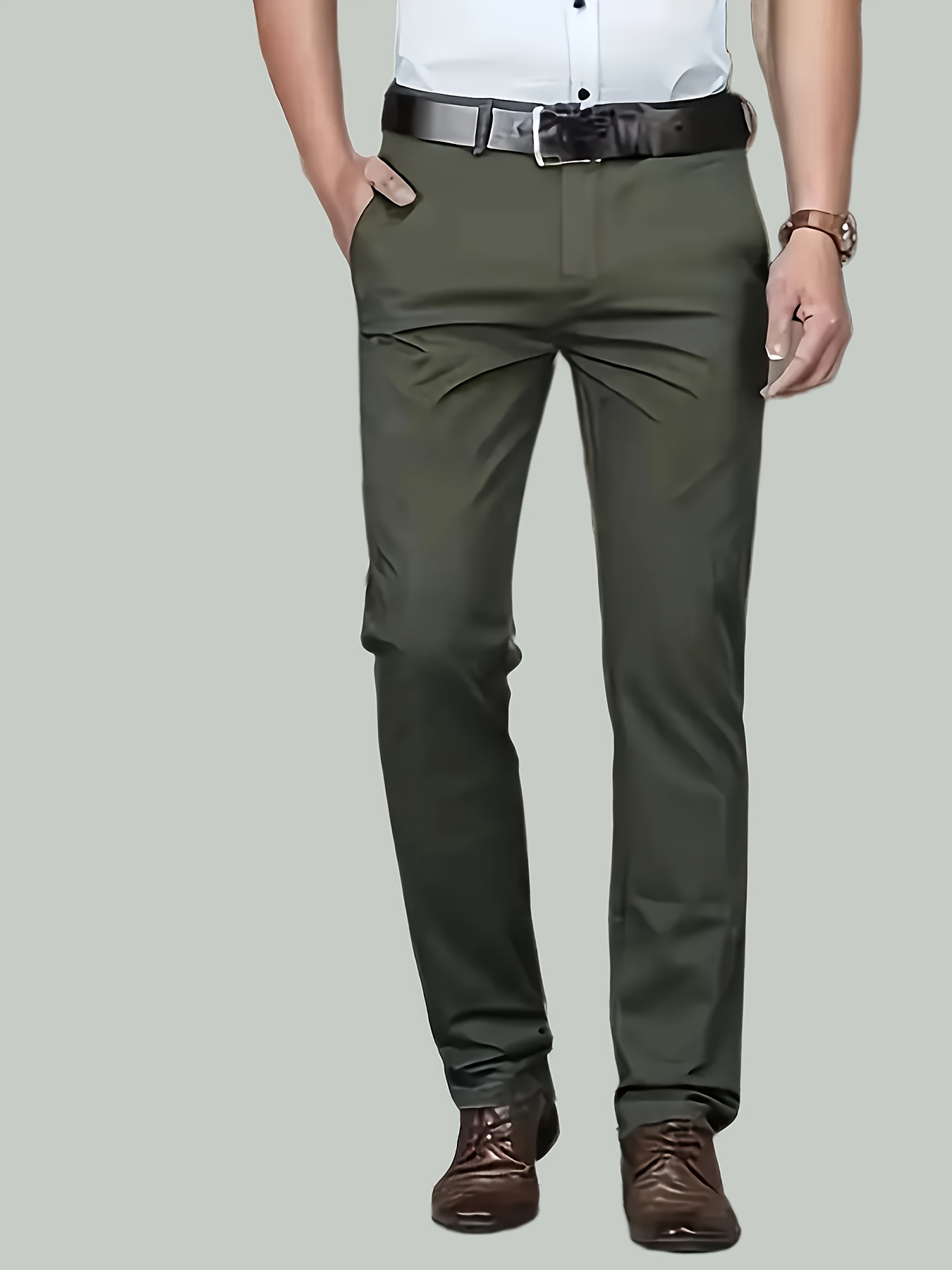 slim fit dress slacks Cotton Blend Single Pleat Suit Pants main image 1