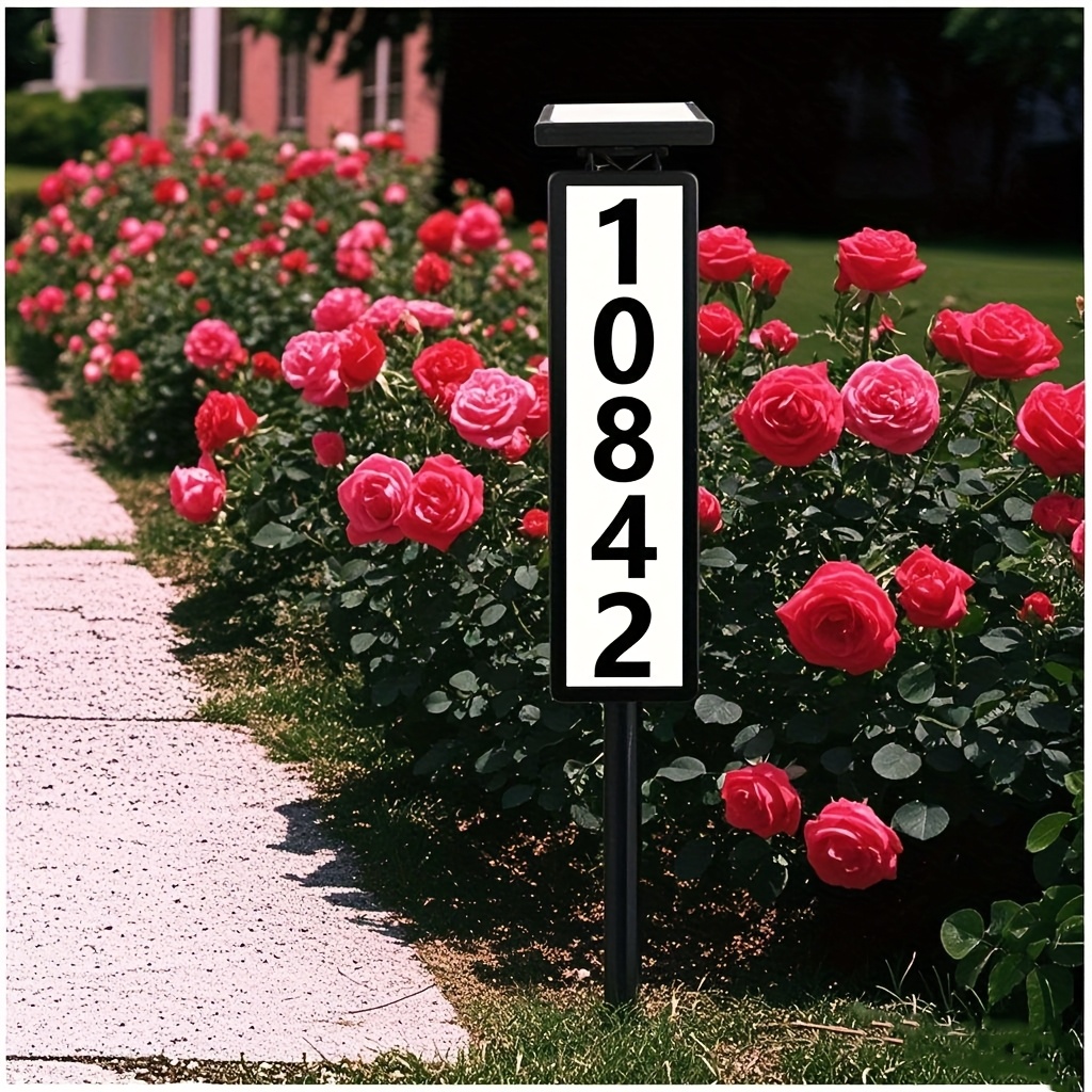 TEMU Solar Address Number Light, Warm Cool White Adjustable Solar Powered Wall Sign Lamp, Dusk Auto Light, Ip44 Waterproof Bright Illuminated Address