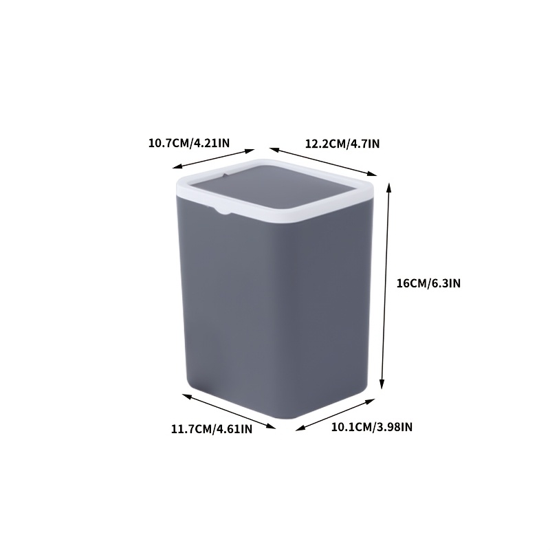 Desktop Square Storage Bin With Lid, Plastic Trash Can, Desk, Office Desk, Bedside Table, Trash Can, Paper Basket