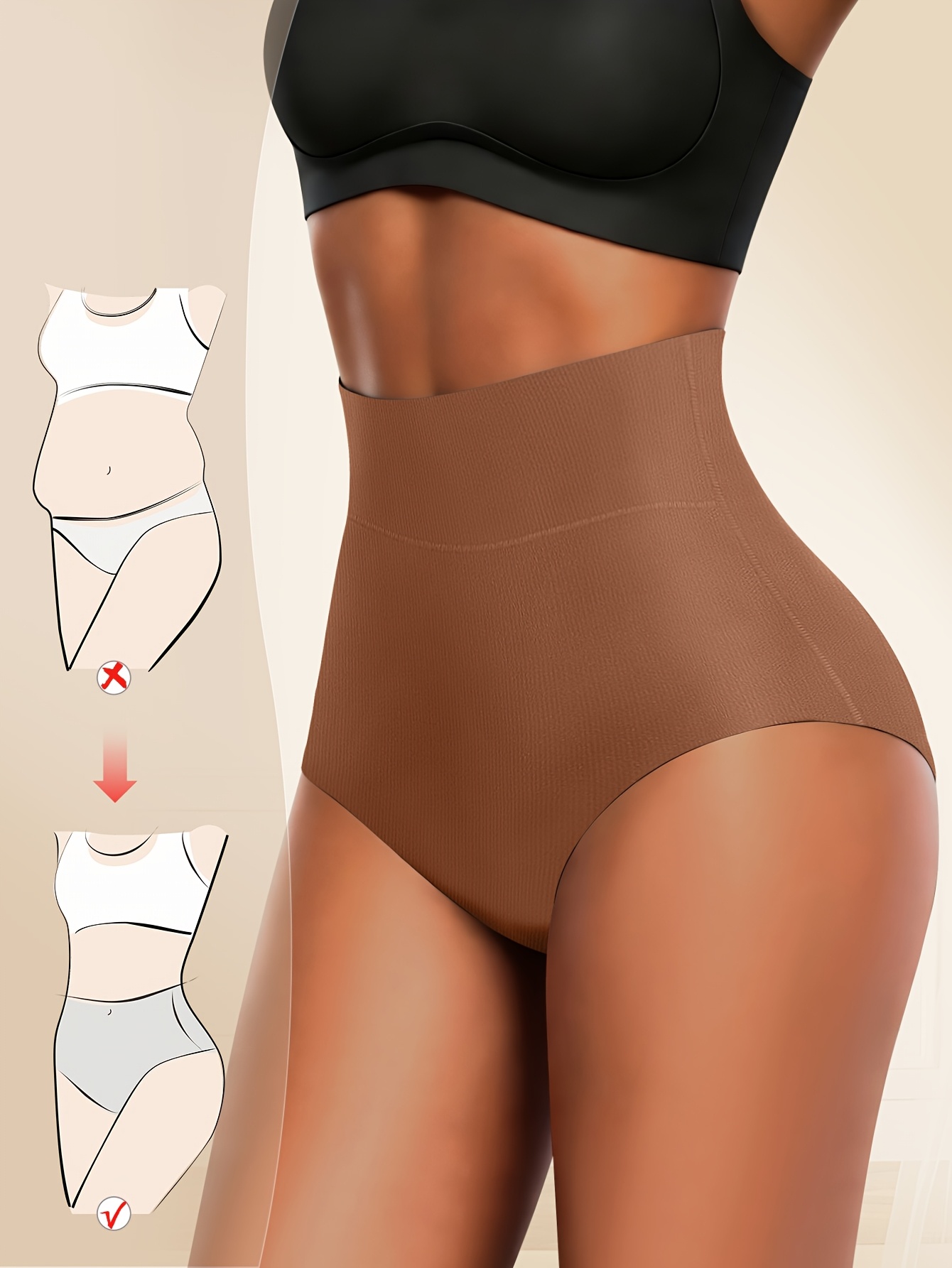 4 Random Women'S High-Waisted Underwear, Seamless One-Piece Tummy Tucking And Hip Lifting Comfortable Breathable Nude Triangle Briefs, Minimalist Style, Myriad Color Scheme, Elastic Material Suitable for Daily Leisure Sports Fitness Yoga Wear