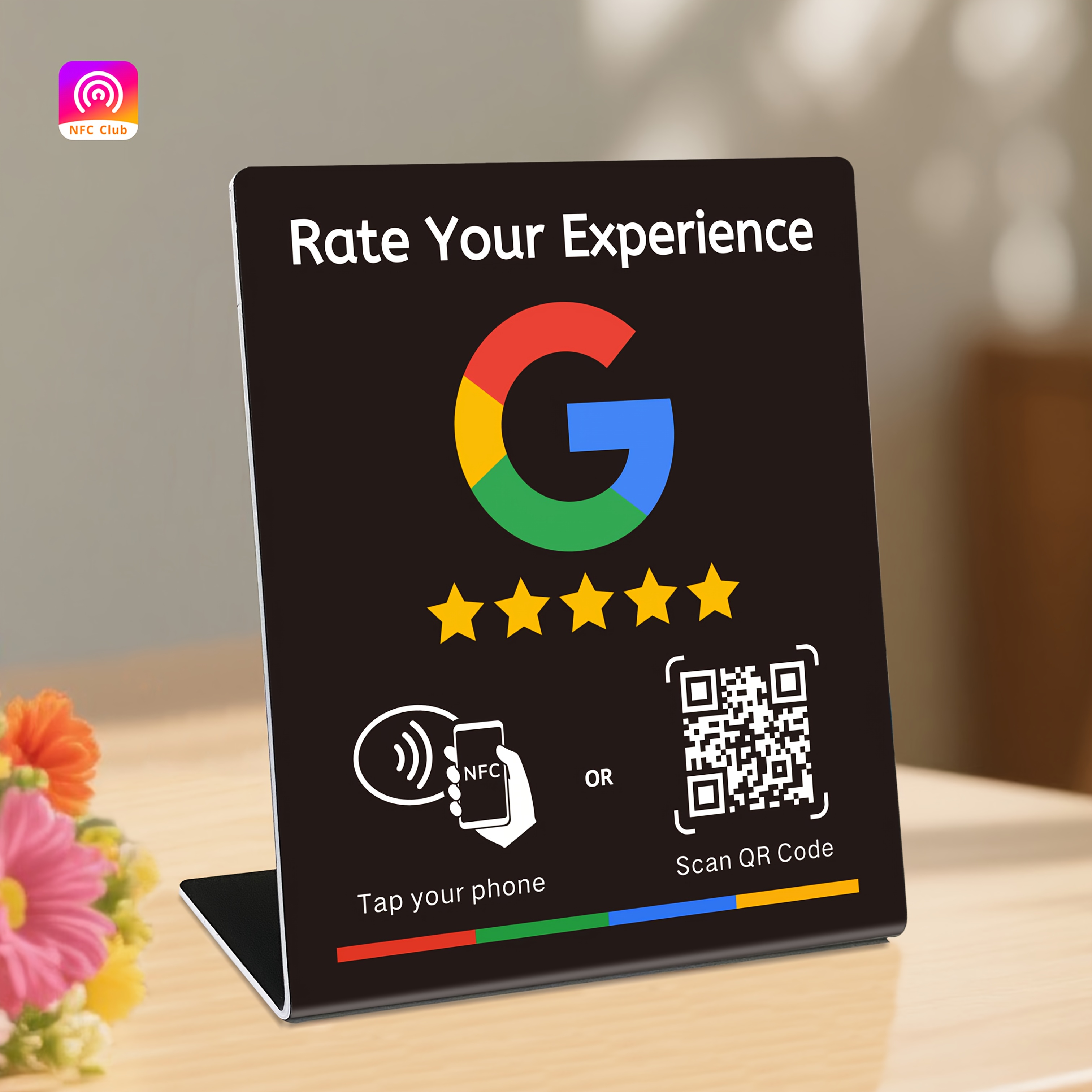 Présentoir d'intégration des réseaux sociaux d'entreprise - NFC TAP & Code QR, Configuration facile et gestion des liens de commentaires, Matériau PVC durable, Parfaitement compatible avec Google Reviews et l'intégration des réseaux sociaux, Présentoir de visualisation des réseaux sociaux – Image 3