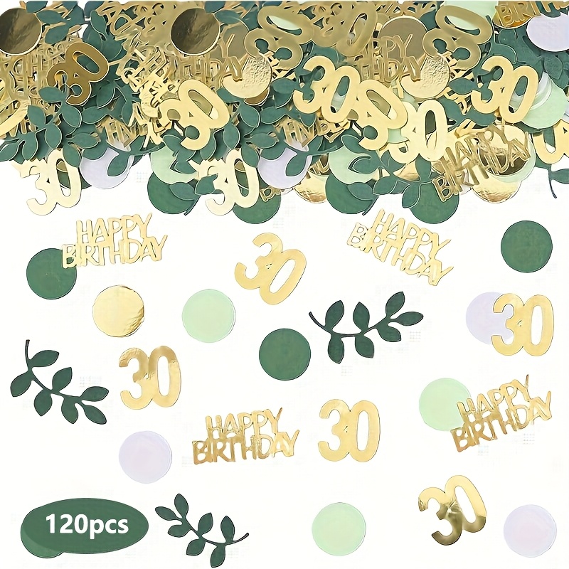 Image of 120pcs 30th Happy Birthday Confetti - Sparkling Green 30th Birthday Table Decoration Confetti - Suitable For 30th Anniversary Parties, Birthday Party Decorations,for Christmas, Halloween