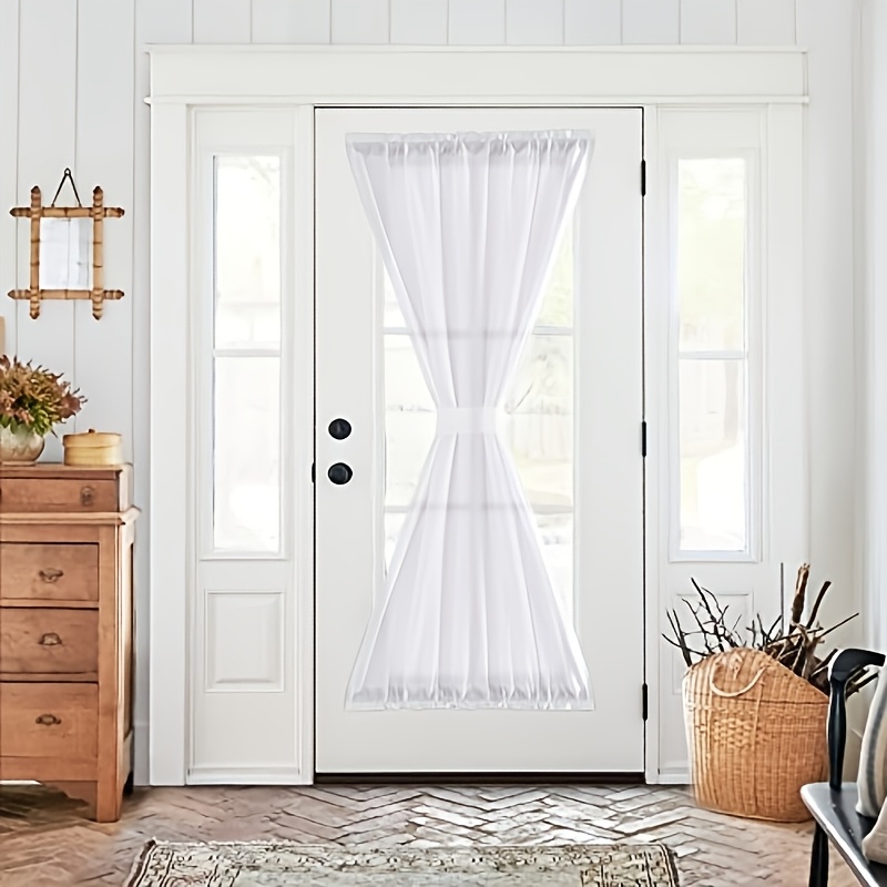 TEMU 1 pièce Rideau de porte-fenêtre lin, 50"×72", Voilage filtrant à tissage ouvert, Passe-tringle, 1 incluse, Rideau d'intimité pour patio/porte en