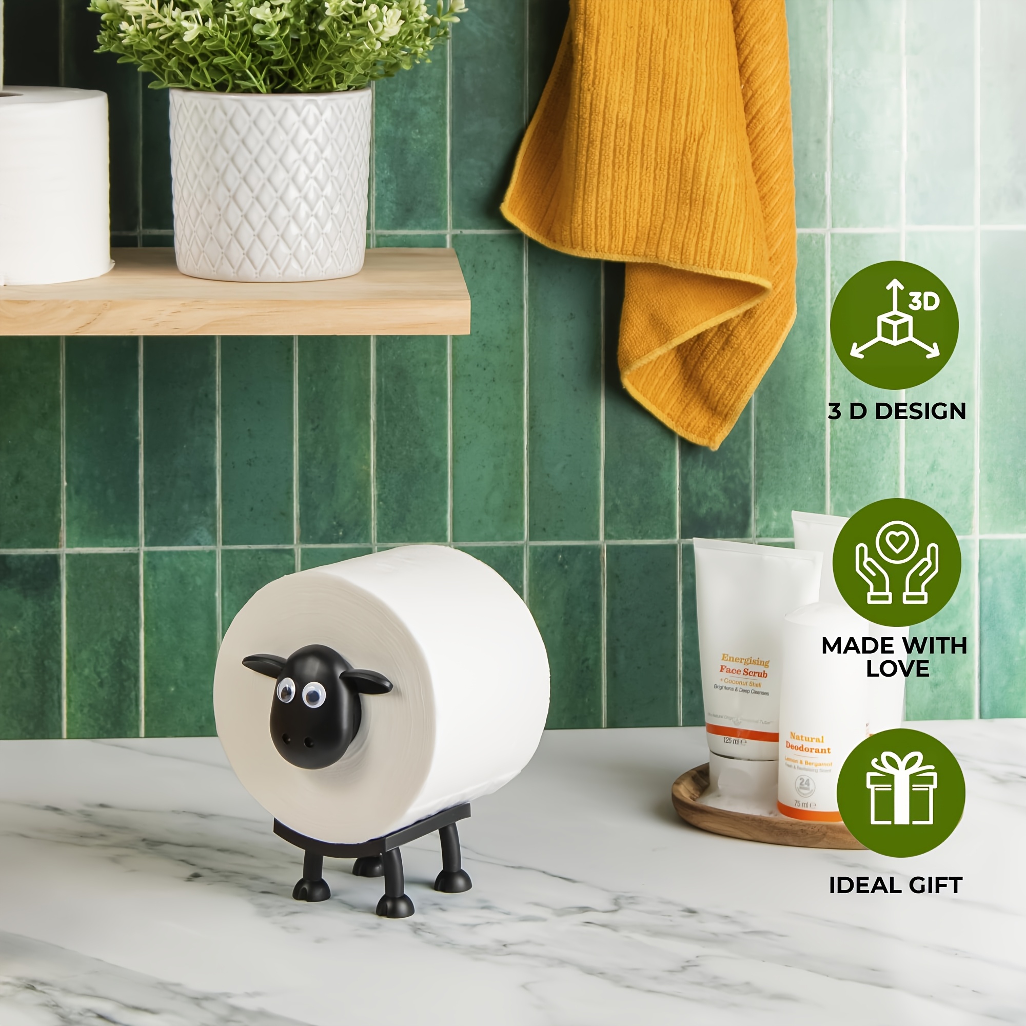 

Sheep Toilet Paper Holder - Plastic, Freestanding Design For Bathroom Decor, Perfect Christmas Or Halloween Gift