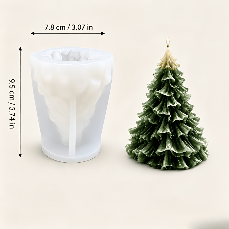 TEMU Resin Silicone Mold, 3d Wave-layered Christmas Tree Candle Silicone Mold, Easy To Demold, Suitable For Making Holiday Scented Candles, Winter