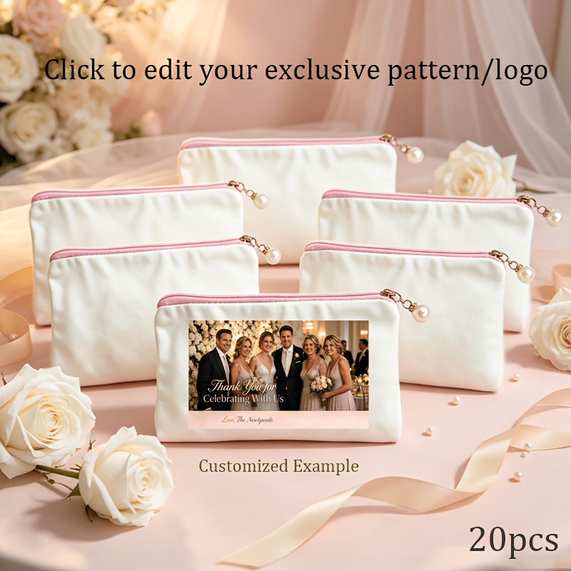 TEMU 20 Custom Pattern/logo Pendant Gift Bags, Personalized Photo Heavyweight Fabric Simple Cosmetic Storage Pouches, Exclusive Personalized Toiletry