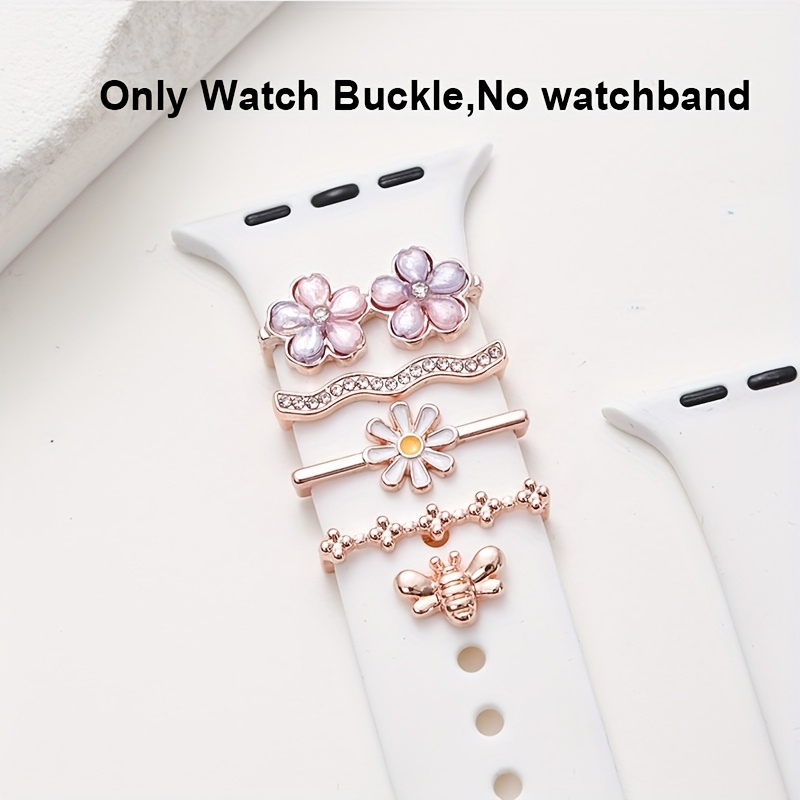 E-shop 1 Set Mode Bienenring-Blumen iWatch Band Charme Elegante Strass-Armband mit Glitzerndem Verschluss Schönes Dekoratives Geschenk für Frauen 38mm
