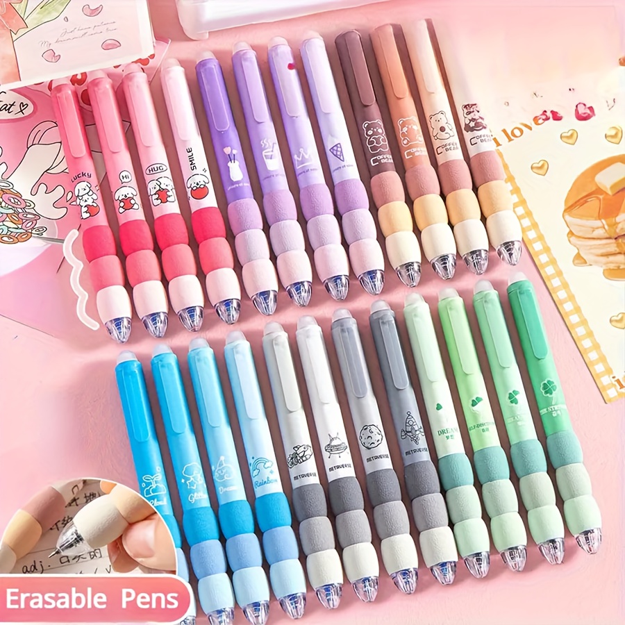 a set of 15 erasable gel pens with cute cartoon designs featuring 0 5  ink retractable       or as gifts