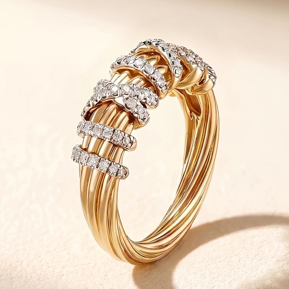 Women's Geometric Line Exquisite Fashion Ring, Elegant Design