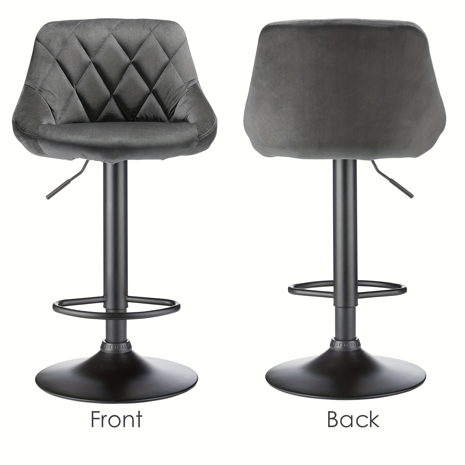2pcs Rv Swivel Bar Chairs With Velvet Seat & Spoon , 360° Rotating Counter Stools For Kitchen Island, Motorhome, Cafe And Home Use