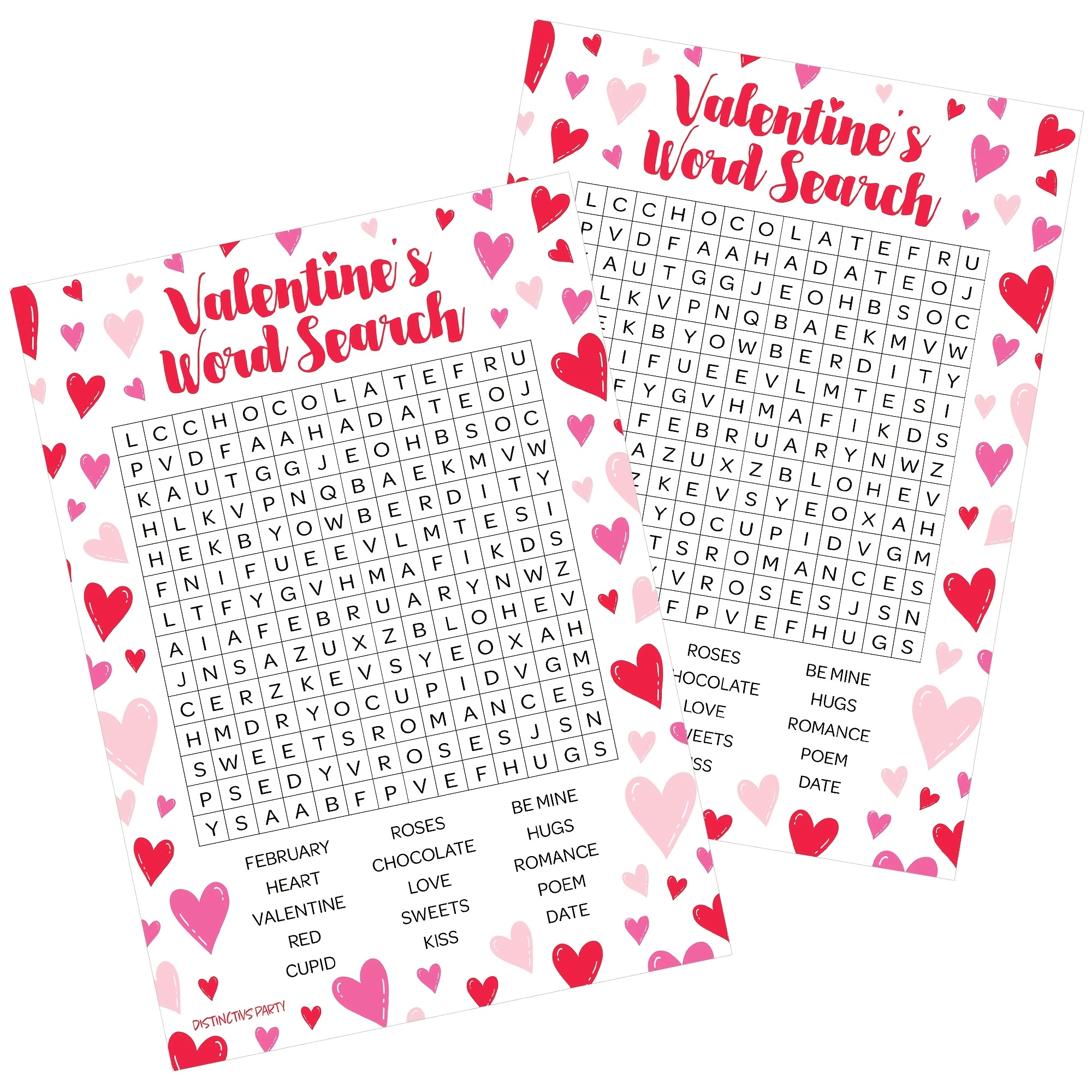 

Valentine's Day Themed Puzzle, Romantic , Ideal For Classroom Party, Anniversary, Engagement, Birthday, Retirement Gifts, 2 Sides, 50+ Words To Find