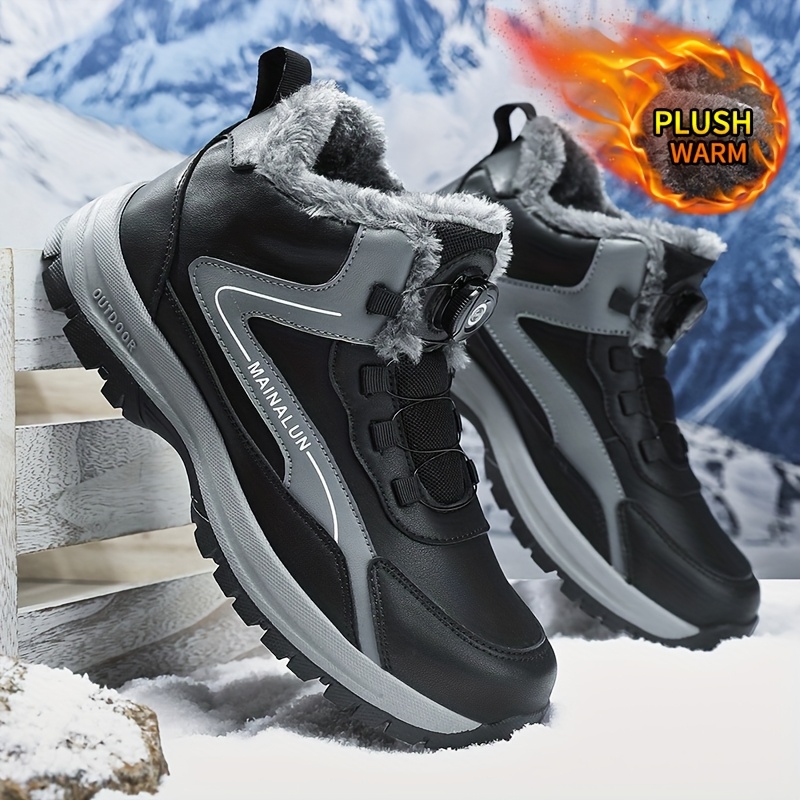 2pcs Men's Winter Warm Casual Snow Sports Shoes