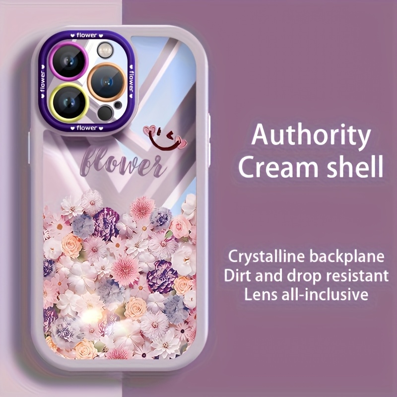 TEMU Phone Case - Creative Cute Flowers And Colorful Couples With Lens All-inclusive Advanced Case, For Iphone 16 Pro Phone Case Mobile Phone Case