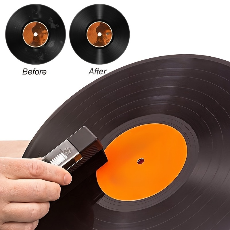 Kit de limpieza de discos de vinilo, limpiador de vinilo para discos,  incluye cepillo de limpieza de discos de terciopelo suave y fibra de  carbono