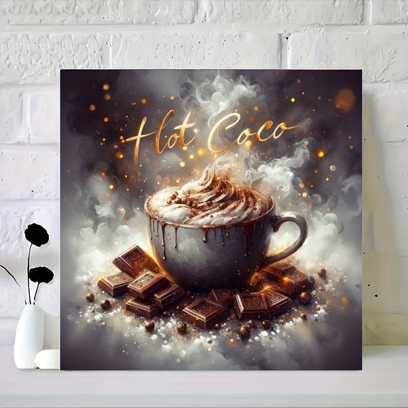 

5d Diy Diamond Painting Kit - Hot Coco Full Drill Round Diamond Mosaic Art For Home Decor, Acrylic (pmma) Food Theme