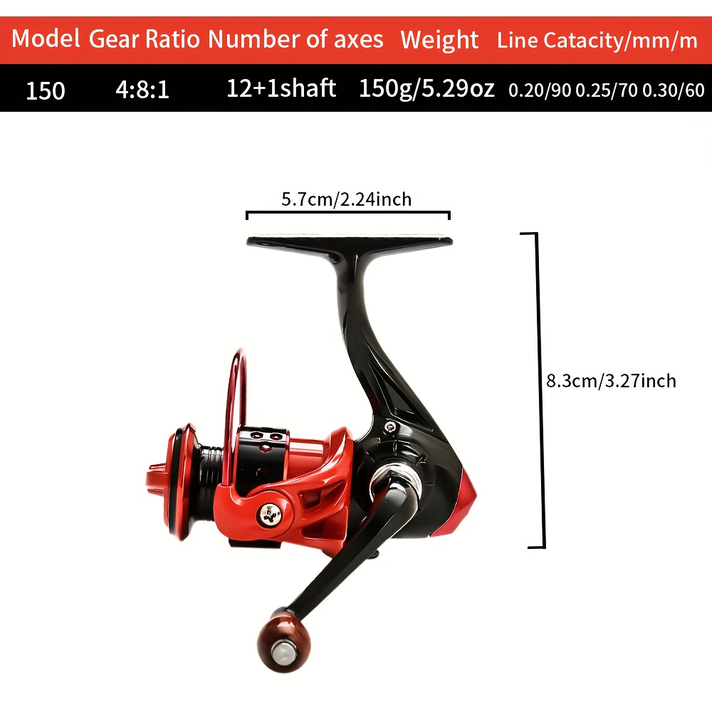 TEMU Ultra-compact Fishing Reel 150 Model Fish Line Lure Reel Ice Fishing Reel Shore Fishing Reel Metal Spinning Reel Fishing Reel Fishing Reel