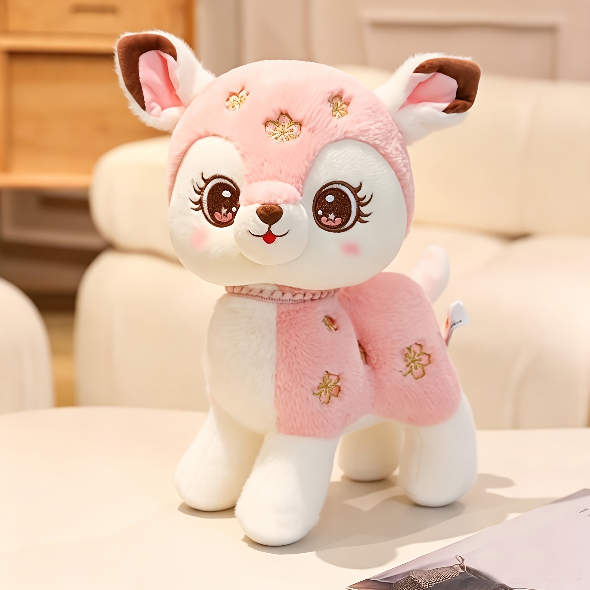 Tinicoocat Kawaii Deer Plush Toy - 25cm/9.84" Realistic Stuffed Animal Doll With Soft Antlers, & Cute Gift For &, Christmas Or Birthday Present